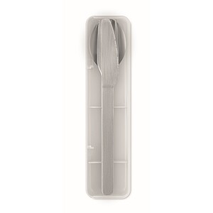 Stainless steel cutlery set, white