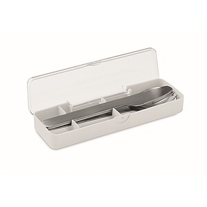 Stainless steel cutlery set, white