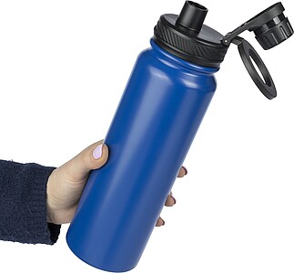 Stainless steel double walled bottle (800 ml), cobalt blue