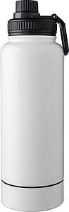 Stainless steel double-walled drinking bottle 1000 ml Nathaniel, white