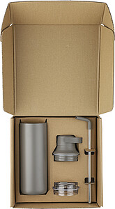 Stainless steel double-walled drinking bottle (500 ml) Omari, gun metal