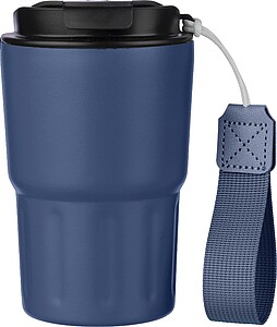 Stainless steel double walled mug Louisa, blue