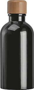 Stainless steel drinking bottle with carabiner, 400ml, black