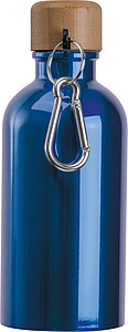 Stainless steel drinking bottle with carabiner, 400ml, blue