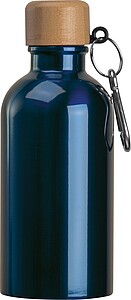 Stainless steel drinking bottle with carabiner, 400ml, dark blue
