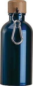 Stainless steel drinking bottle with carabiner, 400ml, dark blue