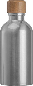 Stainless steel drinking bottle with carabiner, 400ml, grey