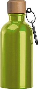 Stainless steel drinking bottle with carabiner, 400ml, light green