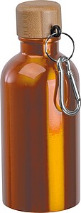 Stainless steel drinking bottle with carabiner, 400ml, orange