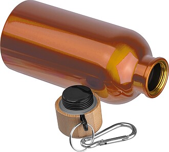 Stainless steel drinking bottle with carabiner, 400ml, orange