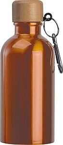 Stainless steel drinking bottle with carabiner, 400ml, orange