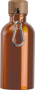 Stainless steel drinking bottle with carabiner, 400ml, orange