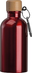 Stainless steel drinking bottle with carabiner, 400ml, red
