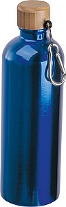 Stainless steel drinking bottle with carabiner, 750ml, blue
