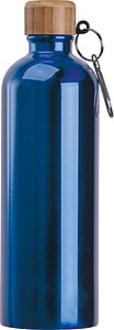 Stainless steel drinking bottle with carabiner, 750ml, blue