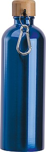 Stainless steel drinking bottle with carabiner, 750ml, blue