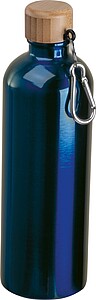 Stainless steel drinking bottle with carabiner, 750ml, dark blue