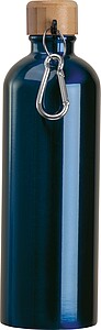 Stainless steel drinking bottle with carabiner, 750ml, dark blue