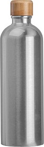 Stainless steel drinking bottle with carabiner, 750ml, grey