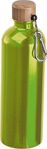 Stainless steel drinking bottle with carabiner, 750ml, light green