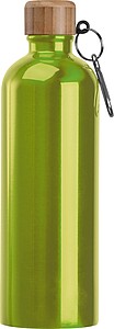 Stainless steel drinking bottle with carabiner, 750ml, light green