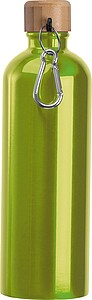 Stainless steel drinking bottle with carabiner, 750ml, light green