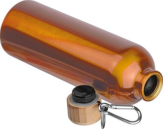 Stainless steel drinking bottle with carabiner, 750ml, orange