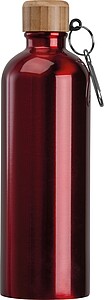Stainless steel drinking bottle with carabiner, 750ml, red