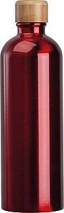 Stainless steel drinking bottle with carabiner, 750ml, red
