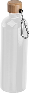 Stainless steel drinking bottle with carabiner, 750ml, white