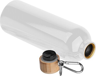 Stainless steel drinking bottle with carabiner, 750ml, white