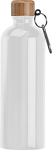 Stainless steel drinking bottle with carabiner, 750ml, white