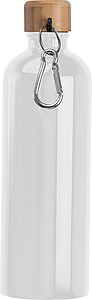 Stainless steel drinking bottle with carabiner, 750ml, white