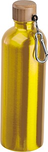 Stainless steel drinking bottle with carabiner, 750ml, yellow
