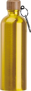 Stainless steel drinking bottle with carabiner, 750ml, yellow