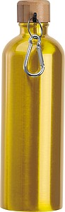 Stainless steel drinking bottle with carabiner, 750ml, yellow