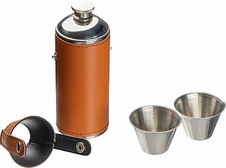 Stainless steel hip flask with 2 pins