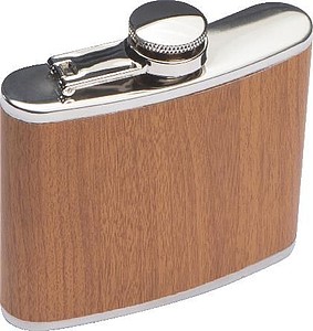 Stainless Steel Hip Flask with wooden Coating