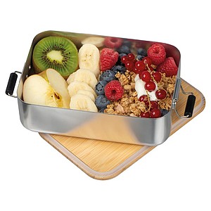 stainless steel lunchbox with bamboo lid
