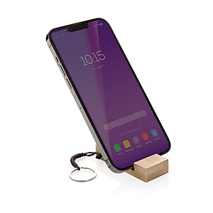 Standkey bamboo keychain phone stand, brown