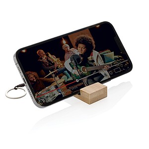 Standkey bamboo keychain phone stand, brown