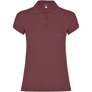 Star short sleeve womens polo, berry red