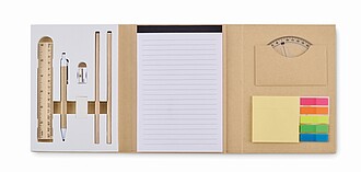 Stationary set with notepad, beige