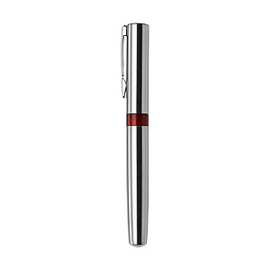 Steel ballpen with black ink.Red