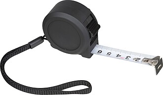 Steel tape measure with plastic housing 3m, black