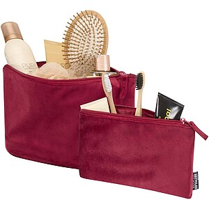 Swift GRS recycled velvet toiletry bag set, burgundy