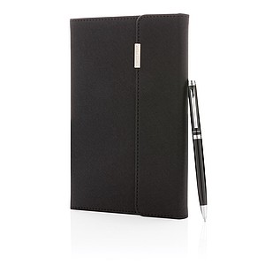Swiss Peak deluxe A5 notebook and pen set,black