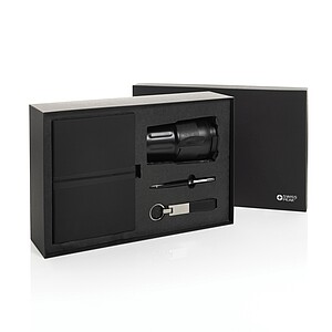 Swiss Peak RCS certified deluxe business gift set w/ tumbler, black