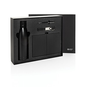 Swiss Peak RCS deluxe business gift set w/ water bottle, black