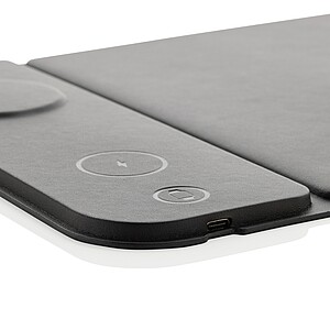 Swiss peak RCS recycled PU 15W 3 in 1 charging mousepad, black